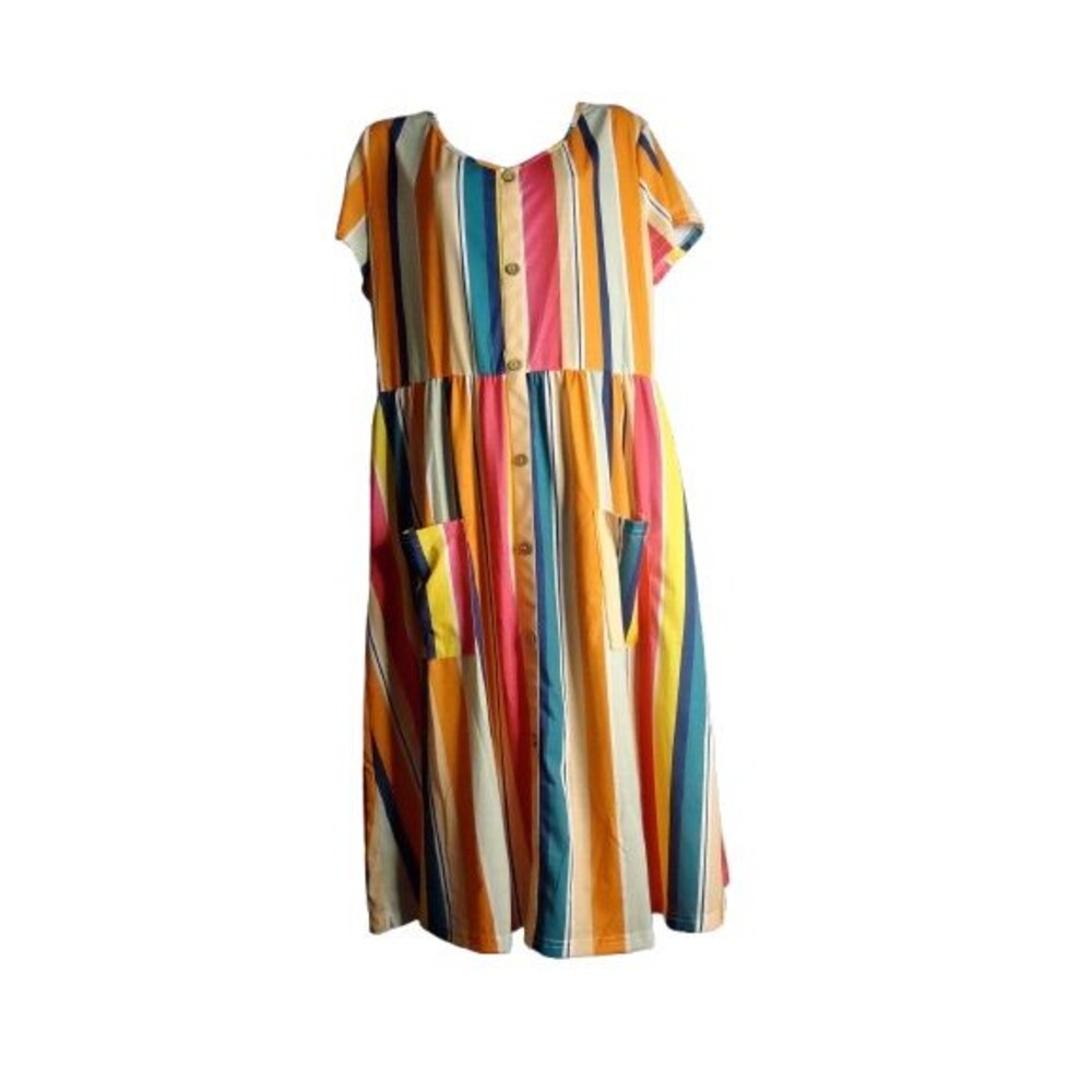 Ouges Short Sleeve Multicolored Vertical Stripe F… - image 1
